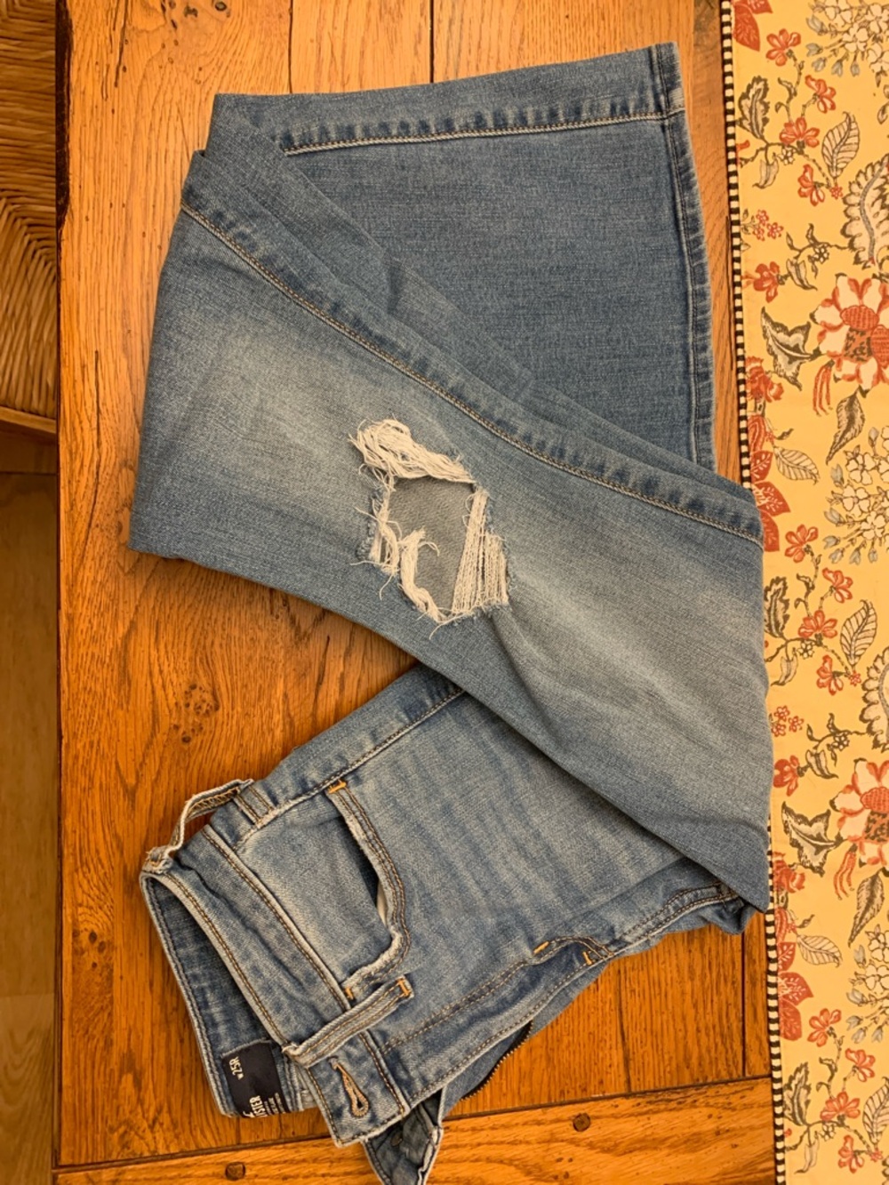 Hollister Light Blue Distressed High Rise Flare Jeans